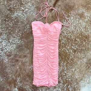 Pink Rose Ruched Dress